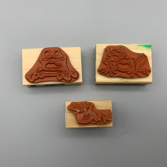 Set of 3 Rubber Stamps with Frogs in Different Poses - Picture 5 of 6